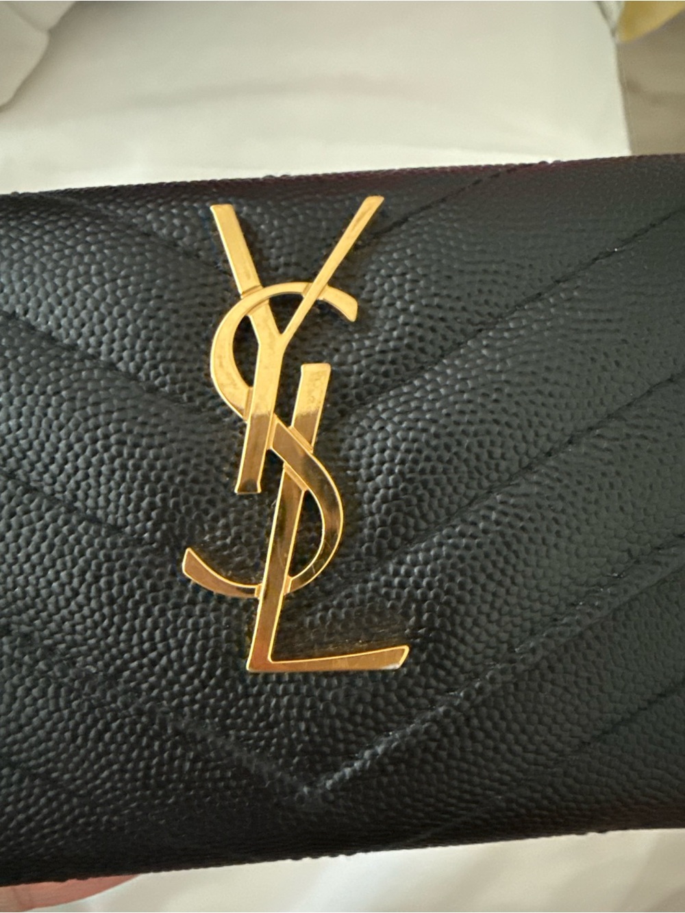 Authentic SAINT LAURENT Monogramme Envelope quilted textured-leather wallet